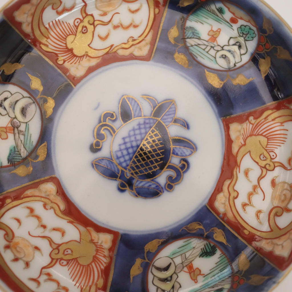 Japanese Antique Ko-Imari Polychrome Plate with Gold Gilding and Cloud Dragon Design (Hand-Painted) 15.5cm/6.1in C