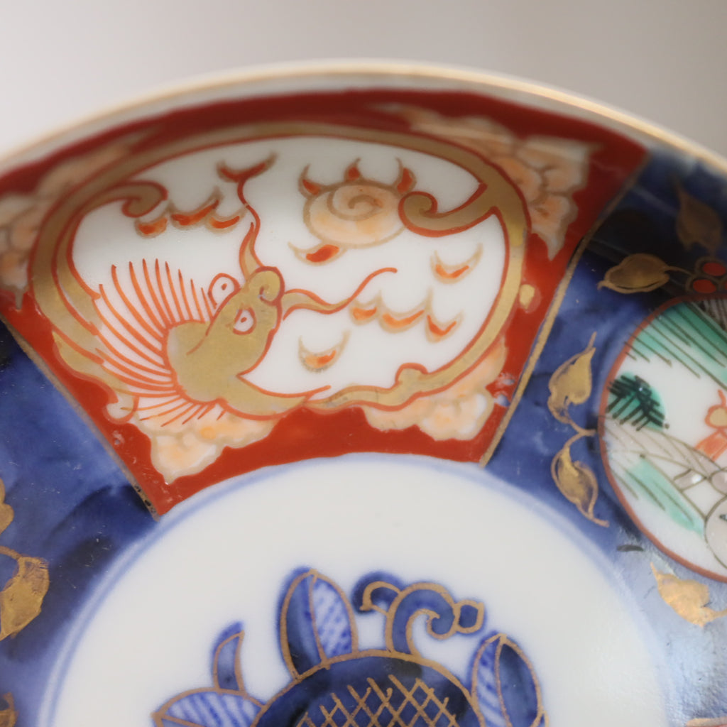 Japanese Antique Ko-Imari Polychrome Plate with Gold Gilding and Cloud Dragon Design (Hand-Painted) 15.5cm/6.1in C