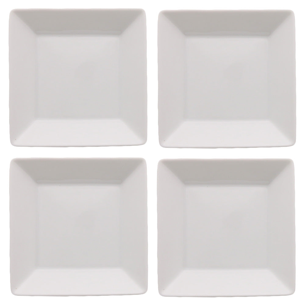 Porcelain White Square Plate Set of 4