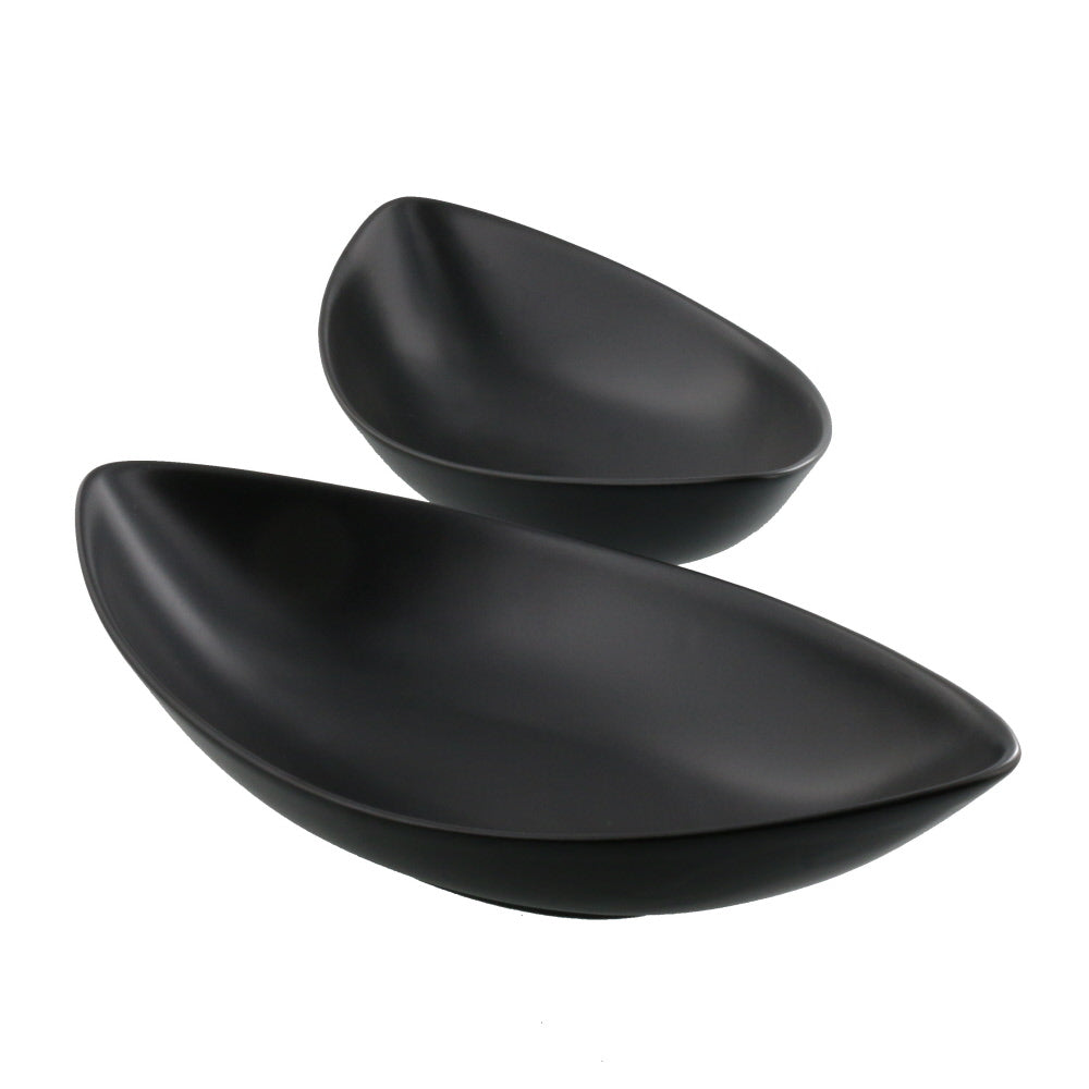 Ship/Leaf Shaped Stylish Cafe Bowl Black Set of 2