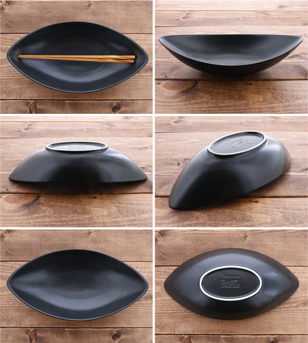 Ship/Leaf Shaped Stylish Cafe Bowl Black Set of 2