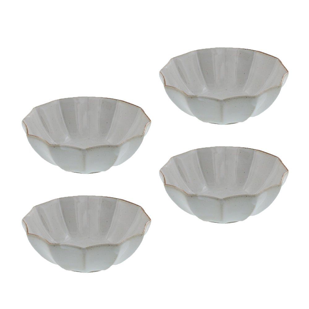 Rinka 4.2" Handmade Kobachi Ceramic Bowls Set of 4 - Milky White