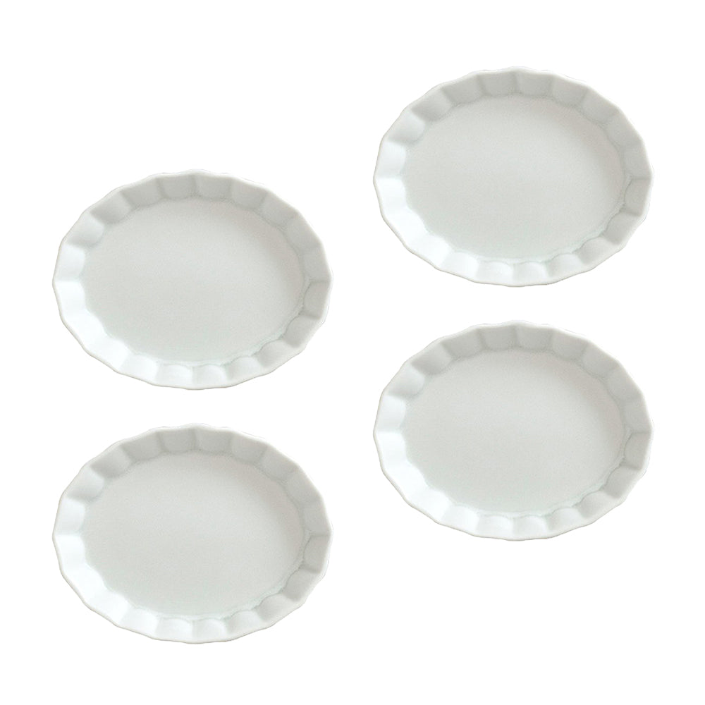 Shinogi 4.7" Flower Oval Bowls Set of 4 - Matte White