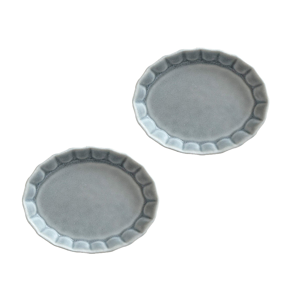 Shinogi 7.5" Oval Flower Bowls Set of 2 - Matte Gray