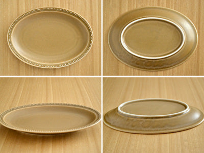 9.6" Dotted Oval Plates Set of 2 - Mocha