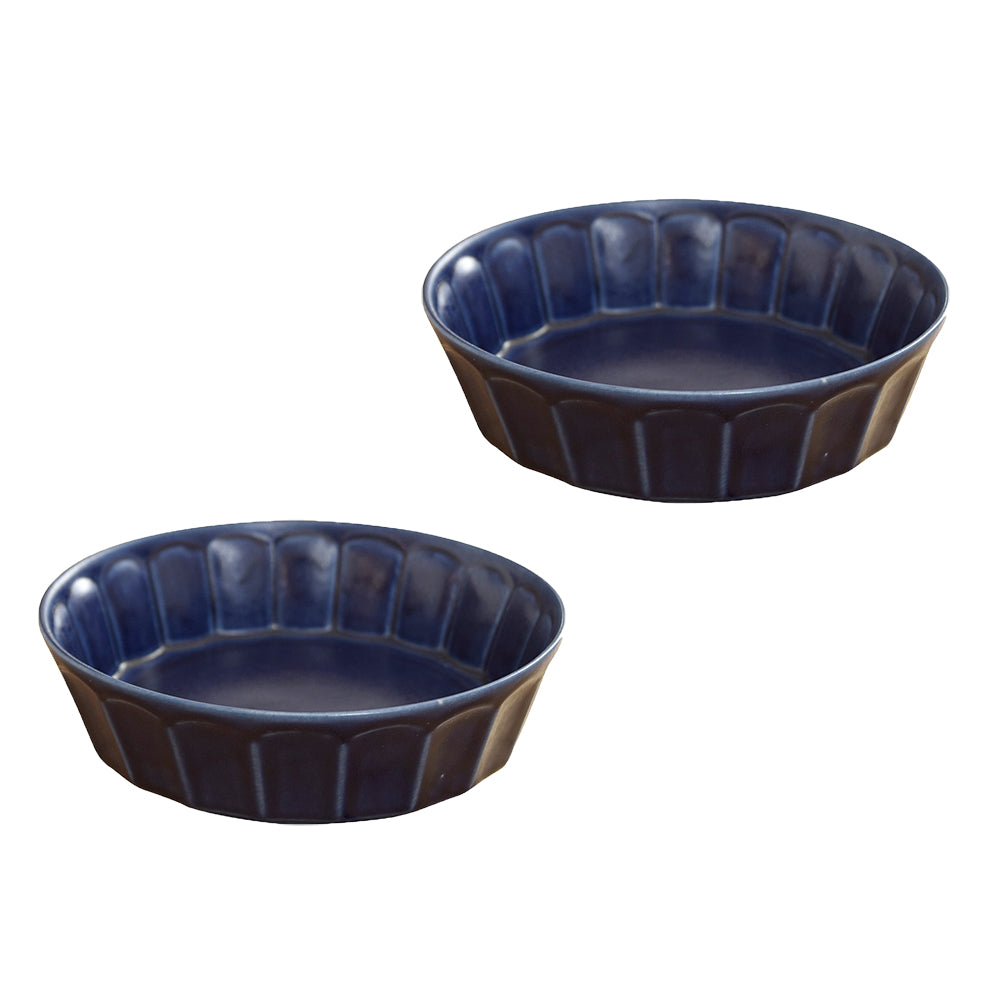 Shinogi 7.7" Flower Bowls Set of 2 - Navy Blue