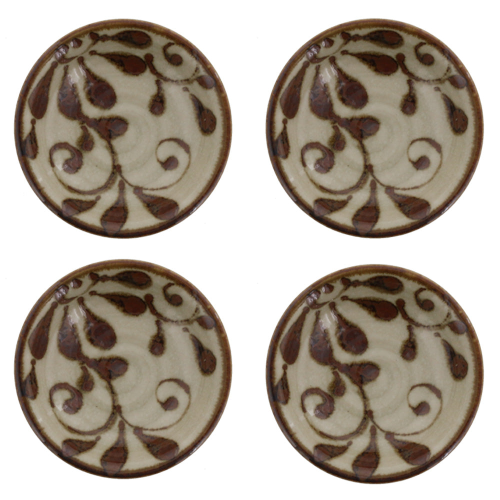 Ryukyukarakusa Mamezara 3.7" Condiment Dishes Set of 4 - Mahogany