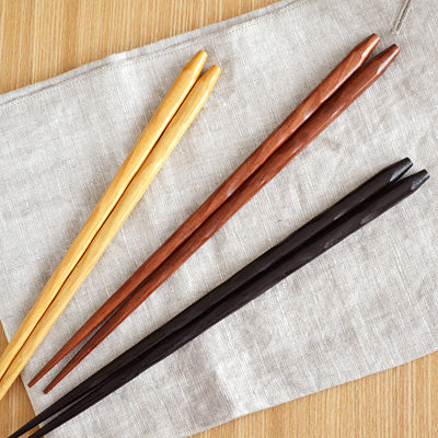 Natural Wood Chopsticks Set of 5 - Black